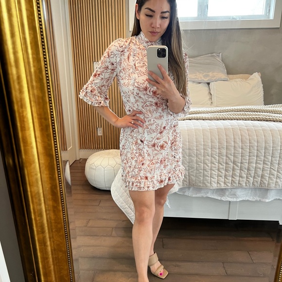 Cream white and brown floral dress - Picture 3 of 5